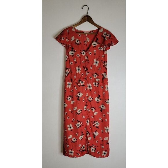 Rebecca Taylor Red Floral Silk Blend Long Dress Sz Xs - Picture 1 of 5
